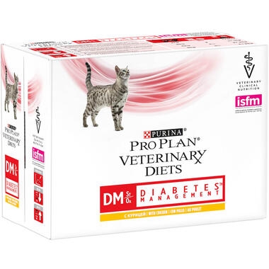 Purina Pro Plan Veterinary Diets Feline DM St/Ox Diabetes Management - Sachets pour Chat Diabétique au Poulet