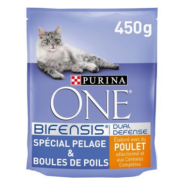 Purina ONE® - Croquettes pour Chat Spécial Pelage et Boules de Poils au Poulet et aux Céréales
