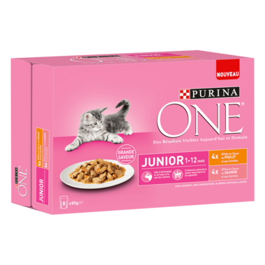 Purina ONE® - Sachets pour Chaton au Saumon, au Poulet et aux Carottes