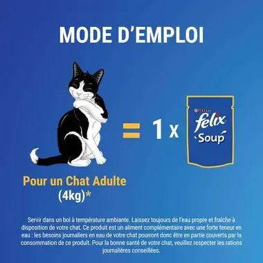 FELIX Soup pour chat Sélection de Poissons Mode d'Emploi