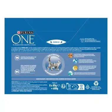 Purina ONE® - Sachets pour Chat Stérilisé au Bœuf, au Poulet, au Saumon et à la Dinde
