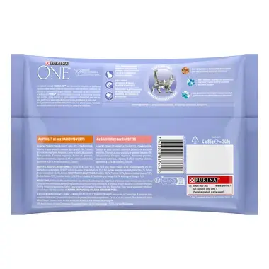 Purina ONE® - Sachets pour Chat Spécial Pelage et Boules de Poils au Poulet et au Saumon