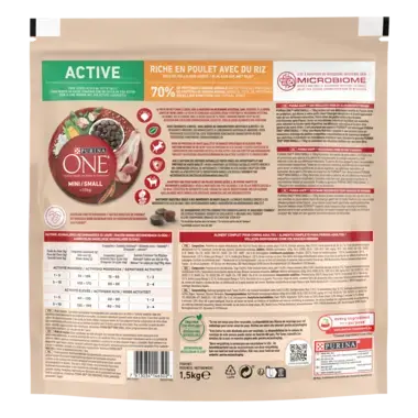 PURINA ONE® MINI/SMALL < 10kg Active, Croquettes pour petit chien actif Riche en Poulet avec du Riz