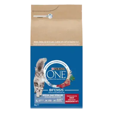 Purina ONE® - Croquettes pour Chat Stérilisé au Bœuf et au Blé 6kg