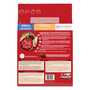 PURINA ONE® Medium / Maxi > 10kg Adult Riche en Poulet avec du Riz - Croquettes pour chien