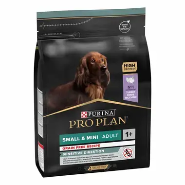 PURINA® PRO PLAN® SMALL & MINI ADULT SENSITIVE DIGESTION GRAIN FREE - RICHE EN DINDE - Croquettes sans céréales pour petit ch