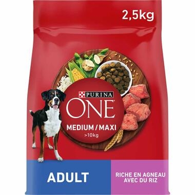 PURINA ONE® Medium / Maxi > 10kg Croquettes pour chien adulte Riche en Agneau avec du Riz