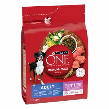 PURINA ONE® Medium / Maxi > 10kg Croquettes pour chien adulte Riche en Agneau avec du Riz