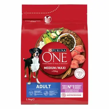 PURINA ONE® Medium / Maxi > 10kg Croquettes pour chien adulte Riche en Agneau avec du Riz