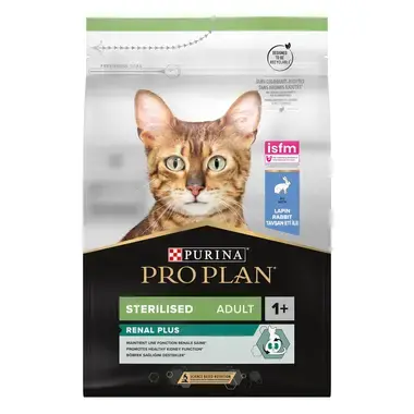 Purina® Pro Plan® Sterilised Adult RENAL PLUS, Au Lapin - Croquettes pour Chat Stérilisé aidant au maintien d'une bonne santé