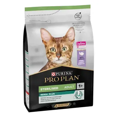 Purina® Pro Plan® Sterilised Adult RENAL PLUS, Riche en Dinde - Croquettes pour Chat Stérilisé aidant au maintien d'une bonne