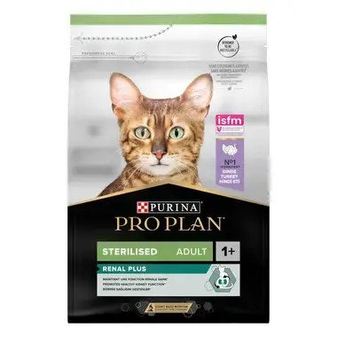 Purina® Pro Plan® Sterilised Adult RENAL PLUS, Riche en Dinde - Croquettes pour Chat Stérilisé aidant au maintien d'une bonne