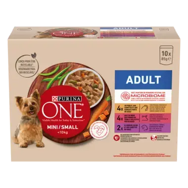 PURINA ONE ® MINI/SMALL < 10kg Adult - Effilés en sauce au Poulet, au Bœuf et à l’Agneau_1