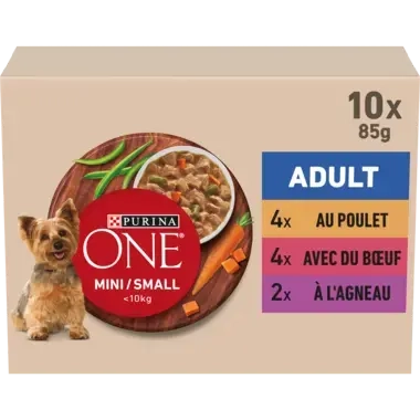 PURINA ONE ® MINI/SMALL < 10kg Adult - Effilés en sauce au Poulet, au Bœuf et à l’Agneau_5