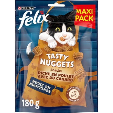 FELIX® Tasty Nuggets Riche en Poulet avec du Canard – Friandises pour Chat
