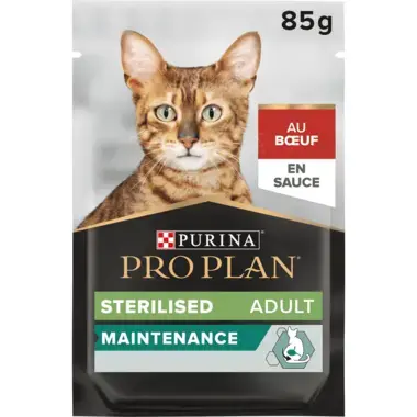 PURINA® PRO PLAN® Adult STERILISED MAINTENANCE au Bœuf en Sauce