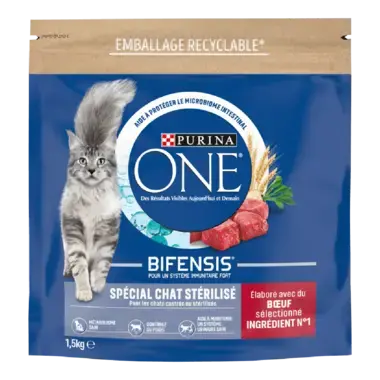 Purina ONE® - Croquettes pour Chat Stérilisé au Bœuf et au Blé 1,5kg