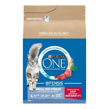 Purina ONE® - Croquettes pour Chat Stérilisé au Bœuf et au Blé 3kg