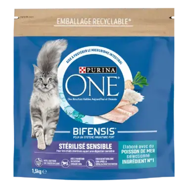 Purina ONE® - Croquettes pour Chat Stérilisé Sensible aux Poissons de mer