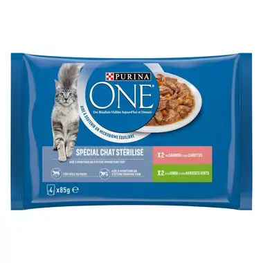 Purina® ONE® - Sachets pour Chat Stérilisé au Saumon et à la Dinde