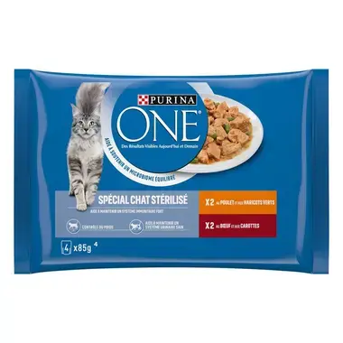 Purina® ONE® - Sachets pour Chat Stérilisé au Bœuf et au Poulet
