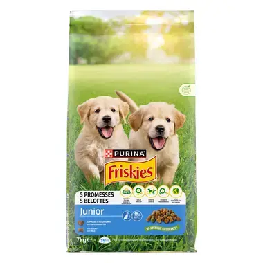FRISKIES® JUNIOR Croquettes pour Chien au Poulet et aux Légumes avec du Lait
