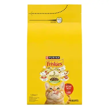 FRISKIES® CHAT ADULTE - Croquettes avec un délicieux mélange de Bœuf et de Poulet avec des Légumes