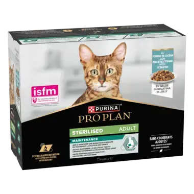 PRO PLAN® STERILISED MAINTENANCE émincés au Poisson de l'Océan en gelée