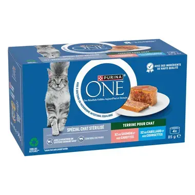Purina® ONE® - Terrines pour Chat Stérilisé au Saumon et au Cabillaud