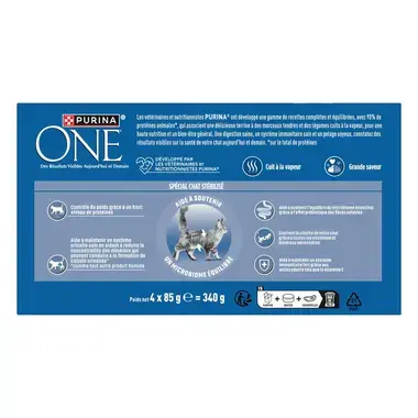 Purina® ONE® - Terrines pour Chat Stérilisé au Saumon et au Cabillaud