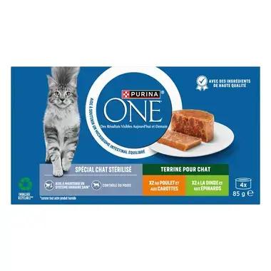Purina® ONE® - Terrines pour Chat Stérilisé au Poulet et à la Dinde