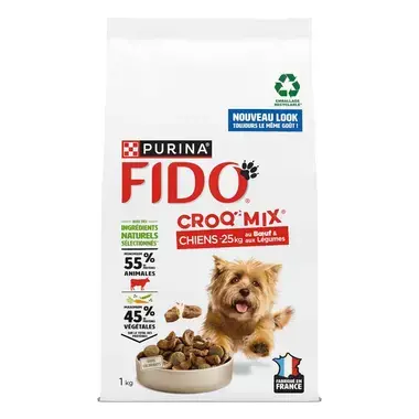 FIDO® CROQ’ MIX® - Chiens de moins de 25Kg Au Bœuf & aux Légumes - Croquettes pour Chien