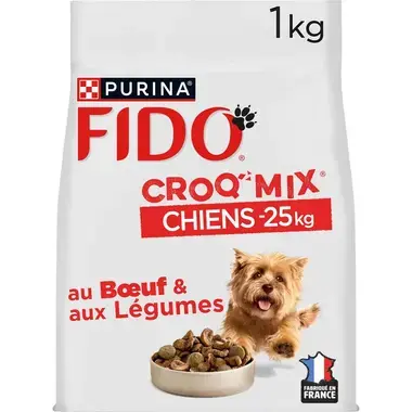 FIDO® CROQ’ MIX® - Chiens de moins de 25Kg Au Bœuf & aux Légumes - Croquettes pour Chien