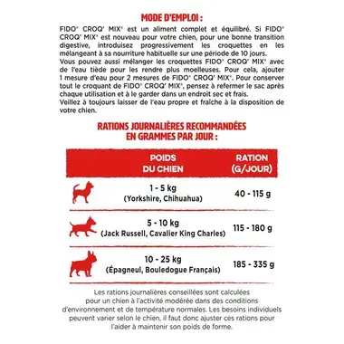 FIDO® CROQ’ MIX® - Chiens de moins de 25Kg Au Bœuf & aux Légumes - Croquettes pour Chien