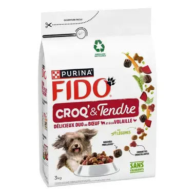 FIDO® CROQ' & TENDRE® Délicieux Duo de Bœuf & Volaille aux Légumes - Croquettes pour Chien