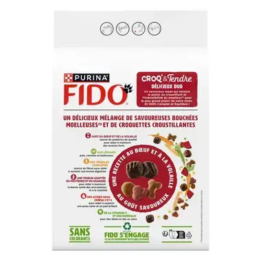 FIDO® CROQ' & TENDRE® Délicieux Duo de Bœuf & Volaille aux Légumes - Croquettes pour Chien