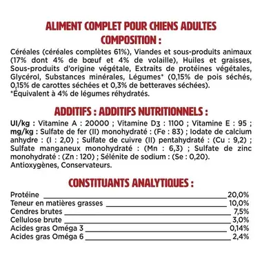 FIDO® CROQ' & TENDRE® Délicieux Duo de Bœuf & Volaille aux Légumes - Croquettes pour Chien