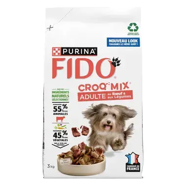 FIDO® CROQ’ MIX® Adulte Au Bœuf & aux Légumes - Croquettes pour Chien