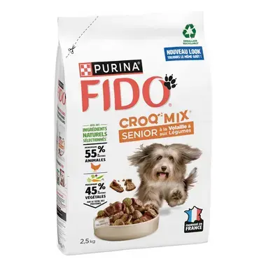 FIDO® CROQ’ MIX® Senior À la Volaille & aux Légumes - Croquettes pour Chien