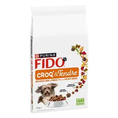 FIDO® CROQ’ & TENDRE® Délicieux Duo au Poulet et à la Patate Douce - Croquettes Pour Chien