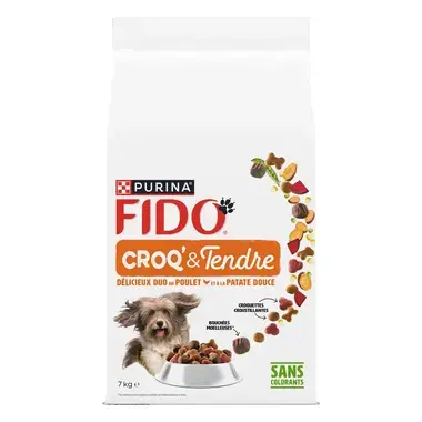 FIDO® CROQ’ & TENDRE® Délicieux Duo au Poulet et à la Patate Douce - Croquettes Pour Chien