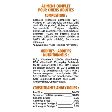 FIDO® CROQ’ & TENDRE® Délicieux Duo au Poulet et à la Patate Douce - Croquettes Pour Chien