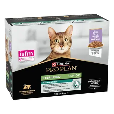 PURINA® PRO PLAN® Sterilised Senior 7+ MAINTENANCE à la Dinde en sauce
