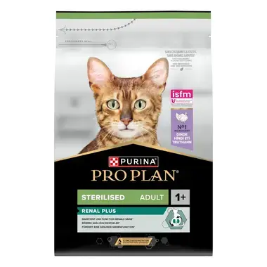 Purina® Pro Plan® Sterilised Adult RENAL PLUS, Riche en Dinde - Croquettes pour Chat Stérilisé aidant au maintien d'une bonne
