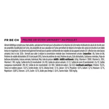 Purina® PRO PLAN® Veterinary Diets Feline Ur St/Ox Urinary Poulet - Croquettes pour Chat sujets aux Calculs Urinaires