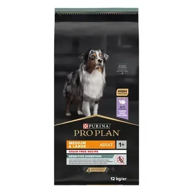 PURINA® PRO PLAN® MEDIUM & LARGE ADULT SENSITIVE DIGESTION GRAIN FREE - RICHE EN DINDE - Croquettes sans céréales pour grand 