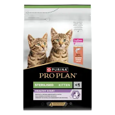 Purina® Pro Plan® Sterilised Kitten HEALTHY START, Riche en Saumon - Croquettes pour Chaton Stérilisé aidant au renforcement 
