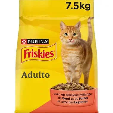 FRISKIES® CHAT ADULTE - Croquettes avec un délicieux mélange de Bœuf et de Poulet avec des Légumes