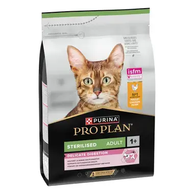 Purina® Pro Plan® Sterilised Adult DELICATE DIGESTION, Riche en Poulet - Croquettes pour Chat Stérilisé aidant au soutient d'