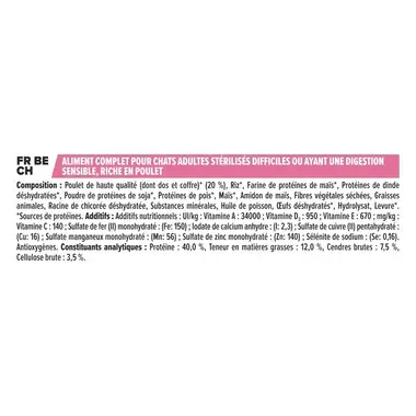 Purina® Pro Plan® Sterilised Adult DELICATE DIGESTION, Riche en Poulet - Croquettes pour Chat Stérilisé aidant au soutient d'